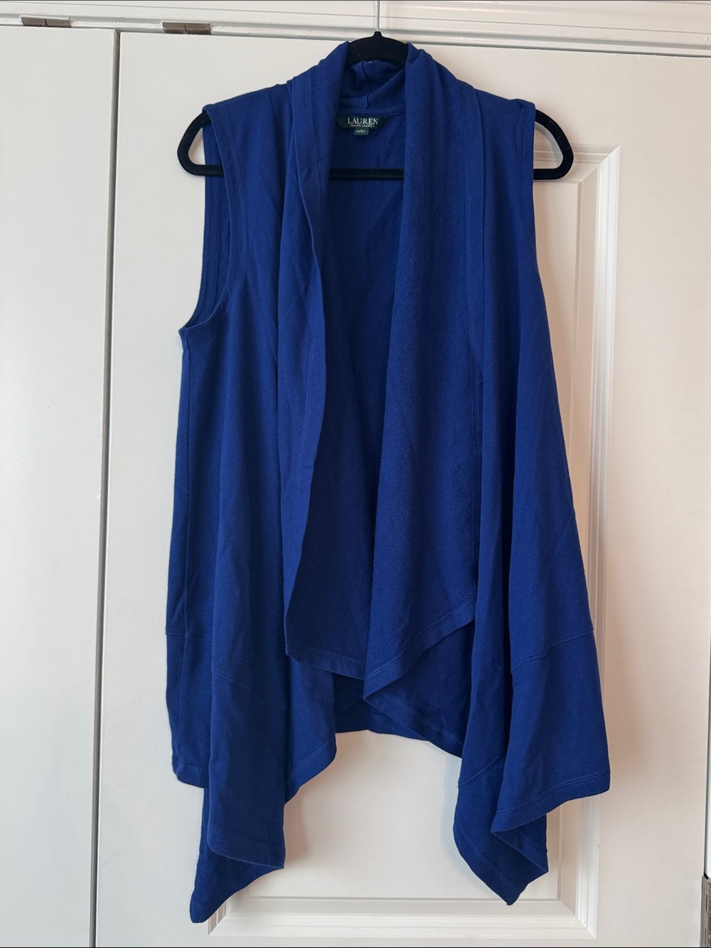 Lauren Ralph Lauren Royal Blue Draped Sleeveless Cardigan